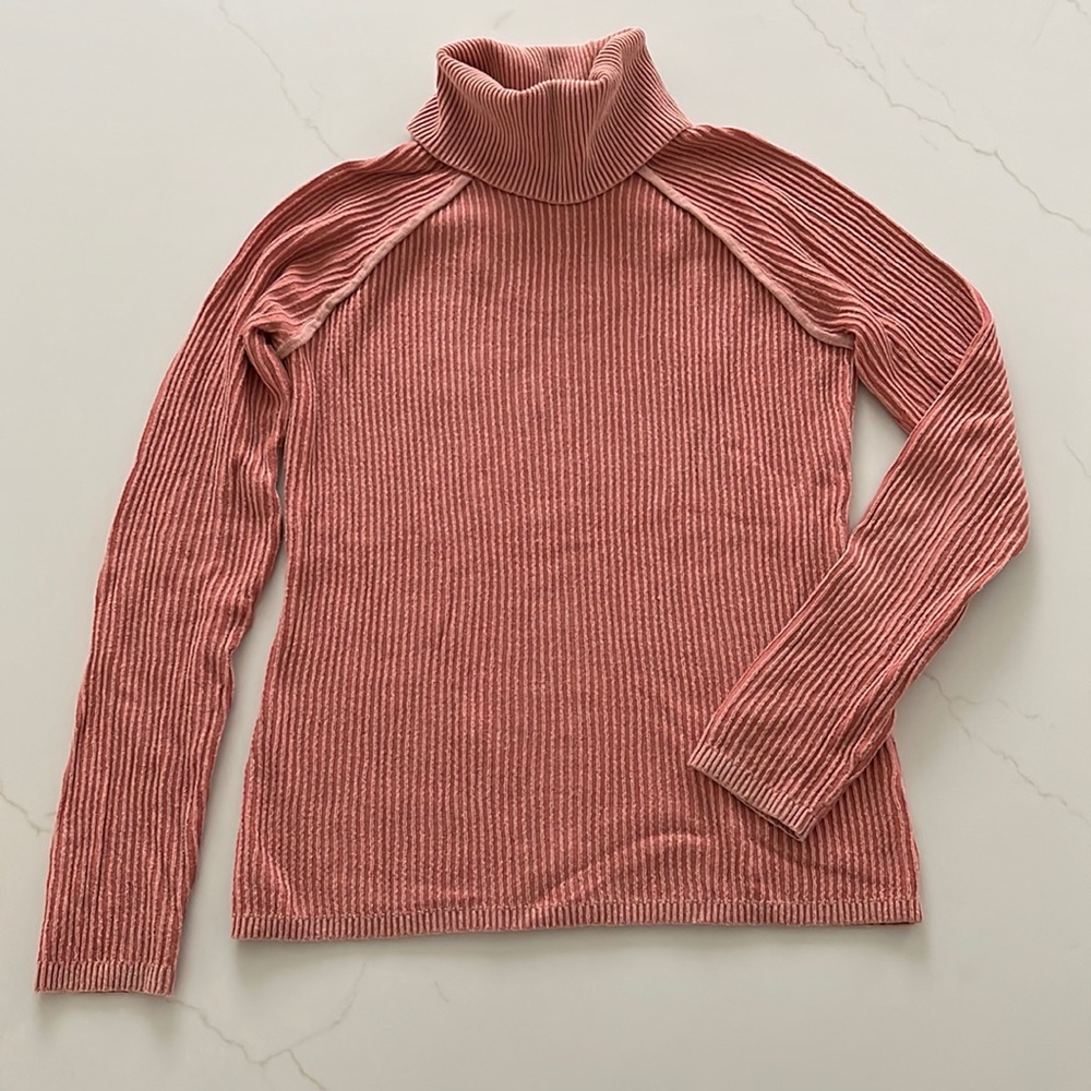 Abercrombie & Fitch cowel neck sweater with ribbed detail in coral size small